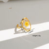 Wholesale Women's Stainless Steel Electroplated Heart Shape And Flower Ring With Minimalist Design