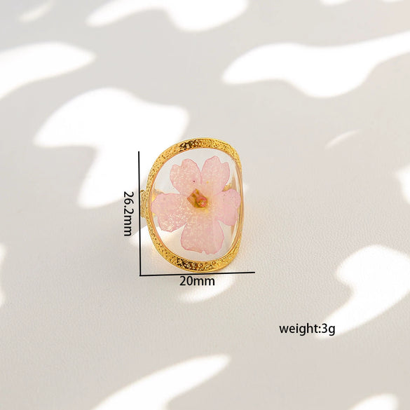 Wholesale Women's Stainless Steel Electroplated Heart Shape And Flower Ring With Minimalist Design