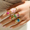 Wholesale Women's Stainless Steel Electroplated Heart Shape And Flower Ring With Minimalist Design