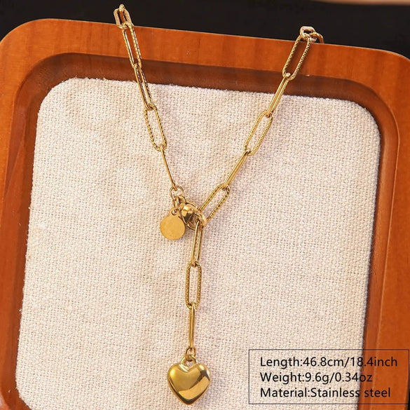 Wholesale Women's Stainless Steel Electroplated Heart Water Drop Bell Jewelry Set Necklace Earrings