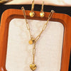 Wholesale Women's Stainless Steel Electroplated Heart Water Drop Bell Jewelry Set Necklace Earrings