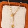 Wholesale Women's Stainless Steel Electroplated Heart Water Drop Bell Jewelry Set Necklace Earrings