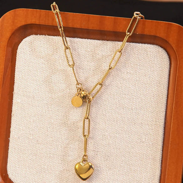 Wholesale Women's Stainless Steel Electroplated Heart Water Drop Bell Jewelry Set Necklace Earrings