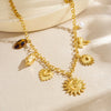Wholesale Women's Stainless Steel Electroplated Heartshaped Leopard Print Pendant Necklace With Oshaped Chain