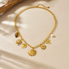Wholesale Women's Stainless Steel Electroplated Heartshaped Leopard Print Pendant Necklace With Oshaped Chain