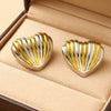 Wholesale Women's Stainless Steel Electroplated Heartshaped Striped Love Earrings
