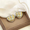 Wholesale Women's Stainless Steel Electroplated Heartshaped Striped Love Earrings