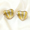 Wholesale Women's Stainless Steel Electroplated Heartshaped Striped Love Earrings