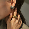 Wholesale Women's Stainless Steel Electroplated Hollow Flower Geometric Closed Ring Jewelry