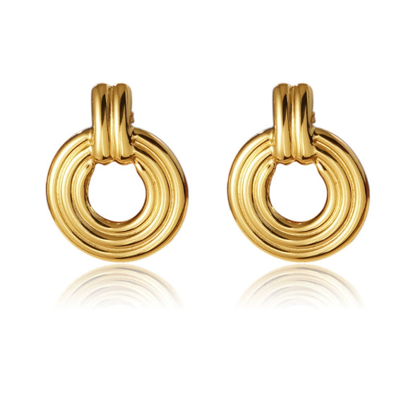Wholesale Women's Stainless Steel Electroplated Hollow Geometric Hoop Earrings Light Luxury Jewelry