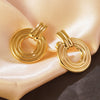 Wholesale Women's Stainless Steel Electroplated Hollow Geometric Hoop Earrings Light Luxury Jewelry