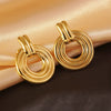 Wholesale Women's Stainless Steel Electroplated Hollow Geometric Hoop Earrings Light Luxury Jewelry