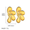 Wholesale Women's Stainless Steel Electroplated Irregular Geometric Drop Shape Petals Earrings With Flower And Wave Patterns