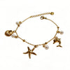 Wholesale Women's Stainless Steel Electroplated 14K Gold Anklet With Animal And Zodiac Patterns Baroque Style Foot Jewelry