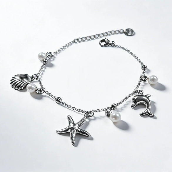Wholesale Women's Stainless Steel Electroplated 14K Gold Anklet With Animal And Zodiac Patterns Baroque Style Foot Jewelry