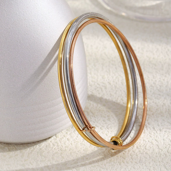 Wholesale Women's Stainless Steel Electroplated 18K Gold Geometric Hand Jewelry Bracelet