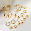 Wholesale Women's Stainless Steel Electroplated 18K Gold Hoop Earrings With Niche Design