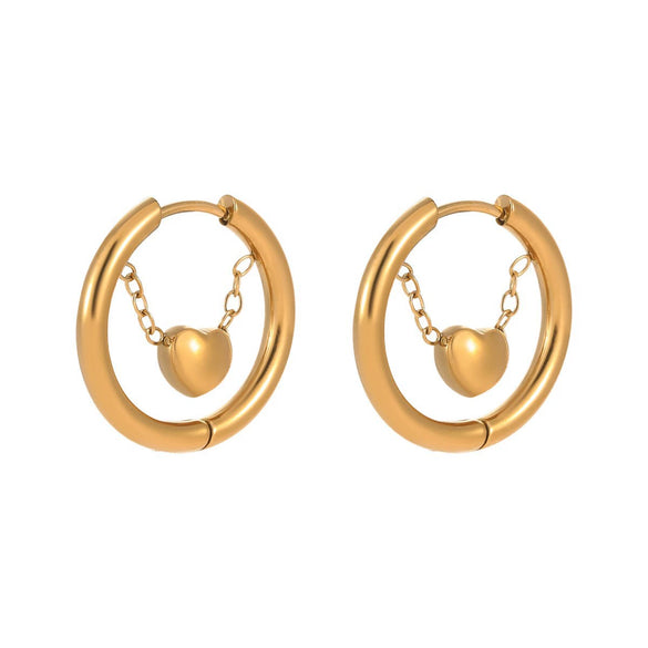 Wholesale Women's Stainless Steel Electroplated 18K Gold Hoop Earrings With Niche Design