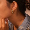 Wholesale Women's Stainless Steel Electroplated 18K Gold Hoop Earrings With Niche Design