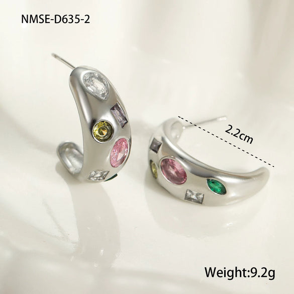 Wholesale Women's Stainless Steel Electroplated 18K Gold Hoop Earrings With Niche Design