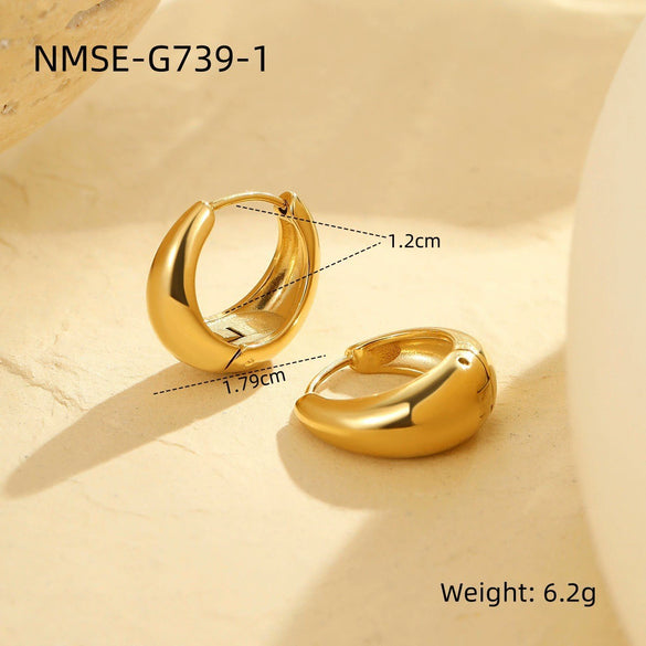 Wholesale Women's Stainless Steel Electroplated 18K Gold Hoop Earrings With Niche Design
