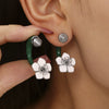 Wholesale Women's 316L Stainless Steel Electroplated Light Luxury Geometric Camellia Doublesided Earrings