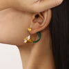 Wholesale Women's 316L Stainless Steel Electroplated Light Luxury Geometric Camellia Doublesided Earrings