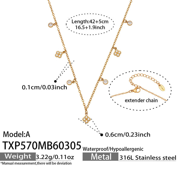 Wholesale Women's Stainless Steel Electroplated Necklace And Bracelet Set With Cross Crown Roman Numerals Pattern