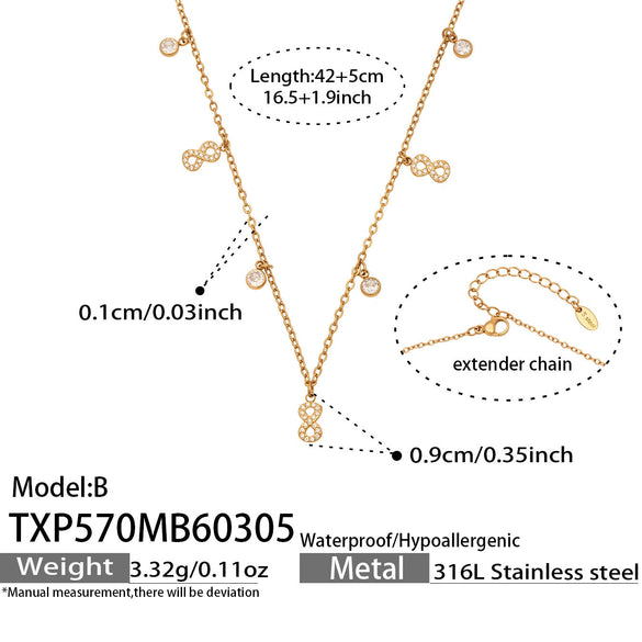 Wholesale Women's Stainless Steel Electroplated Necklace And Bracelet Set With Cross Crown Roman Numerals Pattern