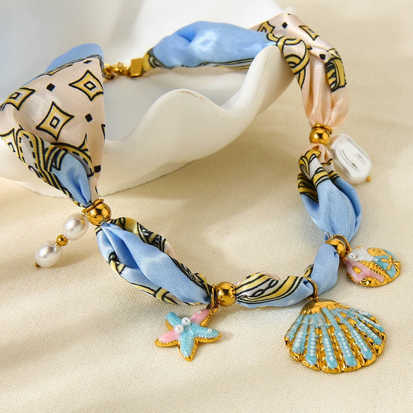 Wholesale Women's Stainless Steel Electroplated Necklace With Geometric Animal And Zodiac Pattern Starfish Shell Pendant