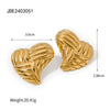 Wholesale Women's Stainless Steel Electroplated Peach Heart Earrings Jewelry With Stitching Texture