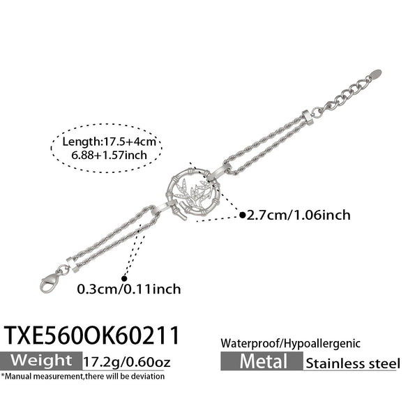 Wholesale Women's Stainless Steel Electroplated Romanstyle Bamboo Pendant Necklace And Bracelet Accessory