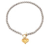 Wholesale Women's Stainless Steel Electroplated Round Bead Heart Geometric Twotone Necklace With Ot Clasp