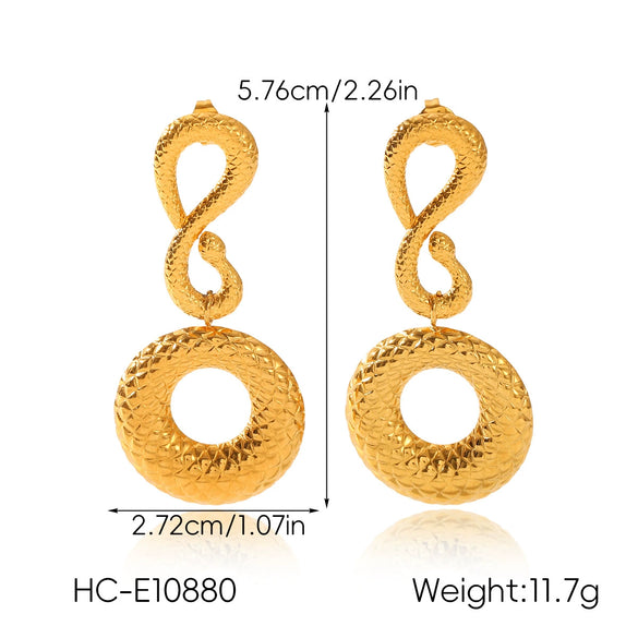 Wholesale Women's Stainless Steel Electroplated Snakeshaped Geometric Animal Zodiac Earrings