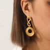 Wholesale Women's Stainless Steel Electroplated Snakeshaped Geometric Animal Zodiac Earrings