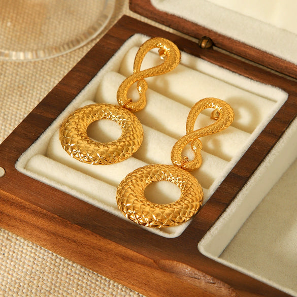 Wholesale Women's Stainless Steel Electroplated Snakeshaped Geometric Animal Zodiac Earrings