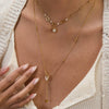 Wholesale Women's Stainless Steel Electroplated Stacked Doublelayer Heart Zircon Motherofpearl Necklace