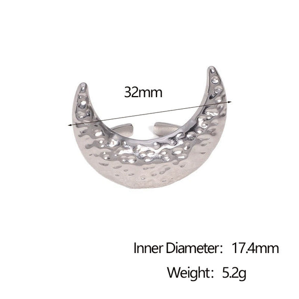 Wholesale Women's Stainless Steel Electroplated Star Constellation Hammered Open Ring Jewelry