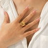 Wholesale Women's Stainless Steel Electroplated Star Geometric Animal Zodiac Open Ring