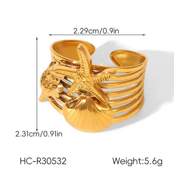 Wholesale Women's Stainless Steel Electroplated Star Geometric Animal Zodiac Open Ring