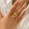 Wholesale Women's Stainless Steel Electroplated Star Geometric Animal Zodiac Open Ring