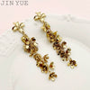 Wholesale Women's Stainless Steel Electroplated Three Dimensional Flower Tassel Earrings