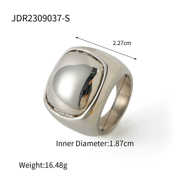 Wholesale Women's Stainless Steel Exaggerated Spherical Ring With Geometric Design And 18K Gold Electroplating Fashion Personality Trendy Jewelry