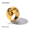 Wholesale Women's Stainless Steel Exaggerated Spherical Ring With Geometric Design And 18K Gold Electroplating Fashion Personality Trendy Jewelry