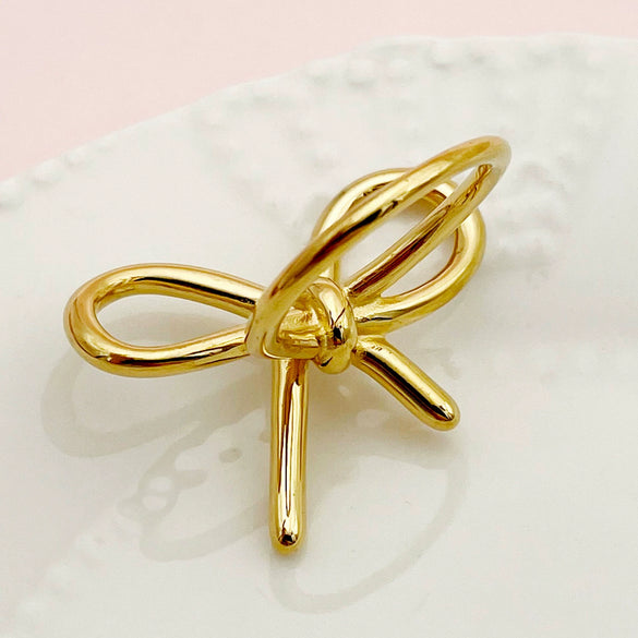 Wholesale Women's Stainless Steel Fashion Bow Ring With Electroplating