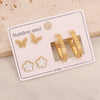 Wholesale Women's Stainless Steel Fashion Earrings With Star And Heart Shape Patterns Electroplated