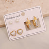 Wholesale Women's Stainless Steel Fashion Earrings With Star And Heart Shape Patterns Electroplated