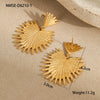 Wholesale Women's Stainless Steel Fashion Exaggerated Fanshaped Geometric And Heart Shape Tassel Earrings With Electroplating