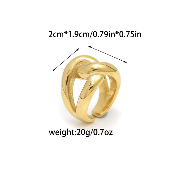 Wholesale Women's Stainless Steel Fashion Interwoven Winding Ring With Letters Numbers Text Pattern And Electroplating