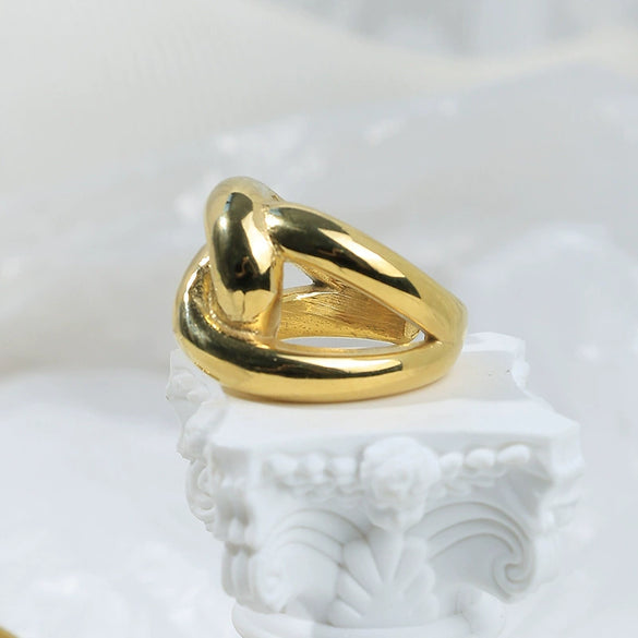 Wholesale Women's Stainless Steel Fashion Interwoven Winding Ring With Letters Numbers Text Pattern And Electroplating